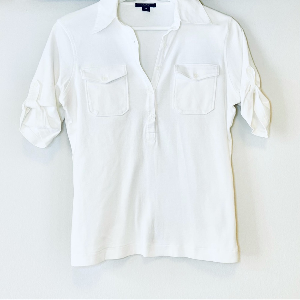Nautica Medium Cotton Collar Shirt With Pockets